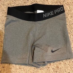 Nike Pro, women’s spandex shorts, Small, Gray